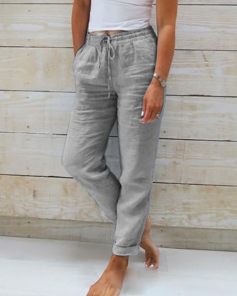 Allison | Pantalones a Medida de Algodón y Lino de Lujo