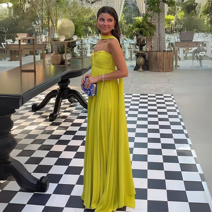 MOIRA - VESTIDO MAXI FORMAL PLISADO