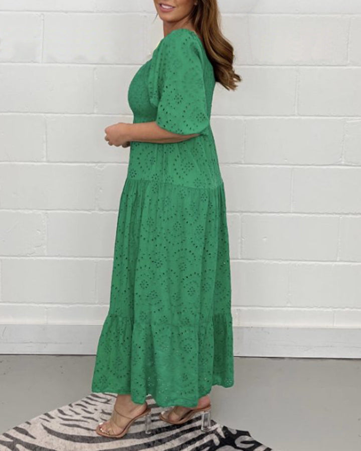 TASHA - VESTIDO SÓLIDO CON ESCOTE CUADRADO
