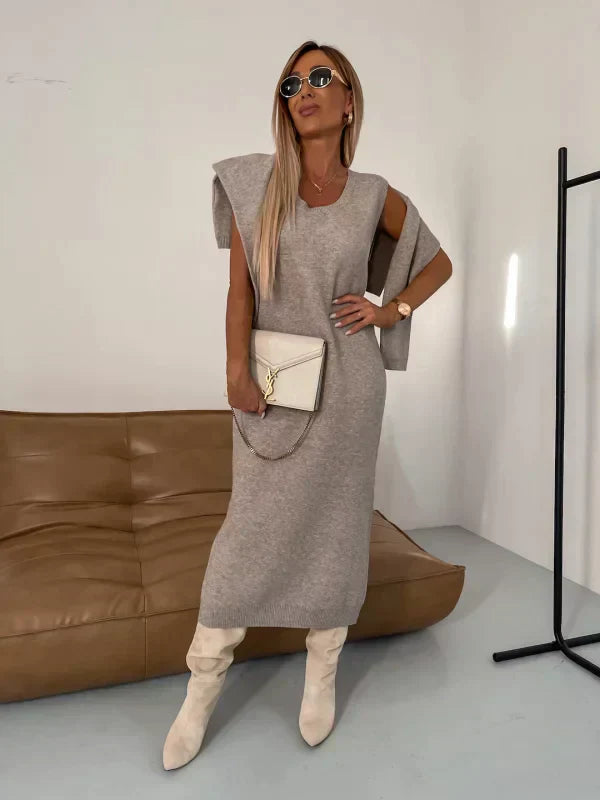 MITCH - CONJUNTO DE VESTIDO DE CUELLO ALTO ACOLCHADO