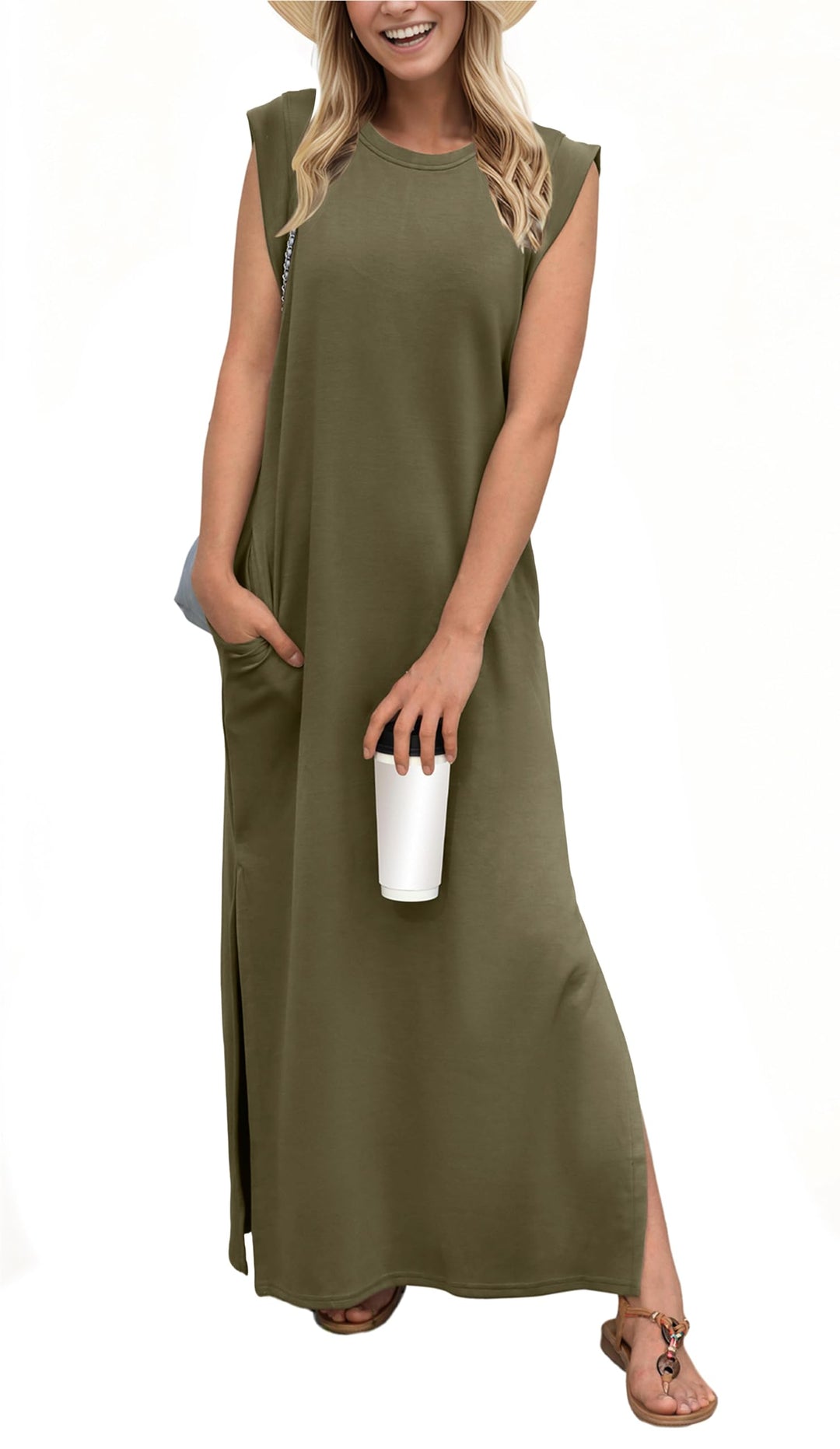 NINALEE - VESTIDO MAXI DIVIDIDO DE FLUJO RELAJADO