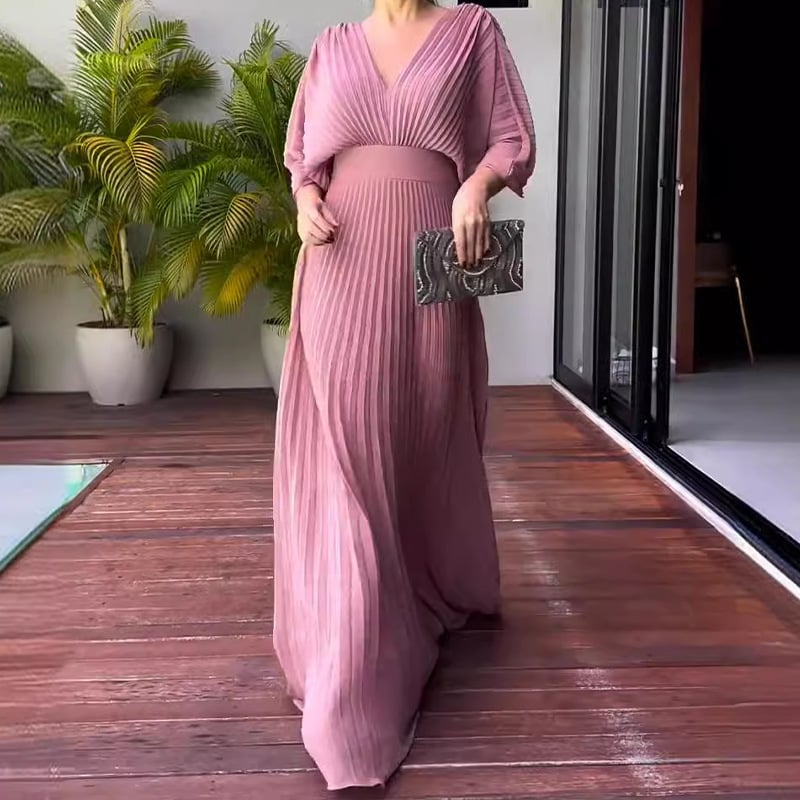 KOHLE - VESTIDO ELEGANTE CON MANGAS DRAPEADAS Y CINTURA