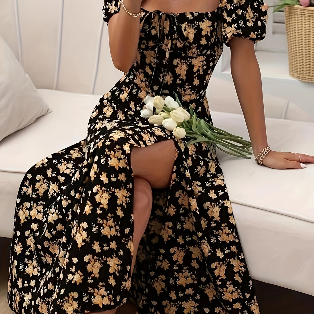 Arce - Vestido Elegante con Mangas Abullonadas Florales