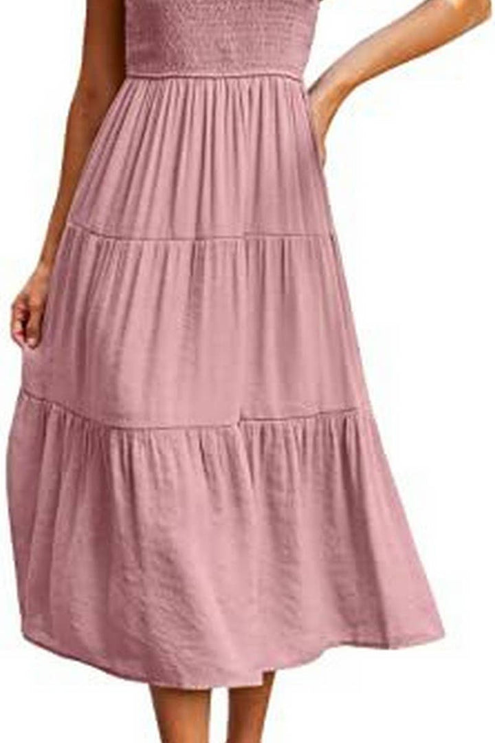MARINEL - VESTIDO MIDI ELEGANTE FRUNCIDO