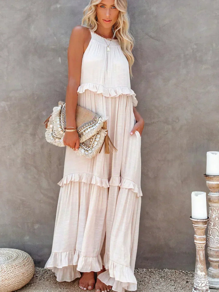 Emilia - Vestido Maxi Halter con Volantes