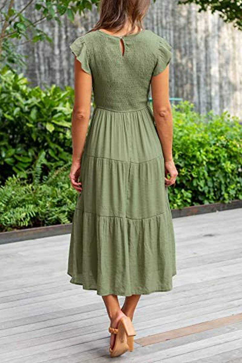 MARINEL - VESTIDO MIDI ELEGANTE FRUNCIDO