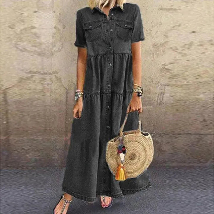 AIKO - VESTIDO DE MANGA CORTA DE AJUSTE RELAJADO CON BOLSILLOS