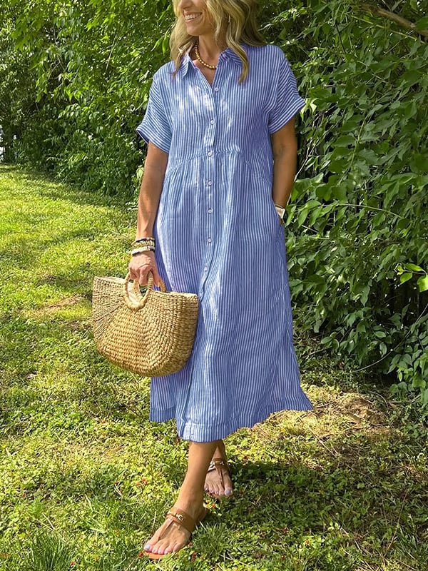 JOVIE - VESTIDO MAXI CLÁSICO ELEGANTE A RAYAS