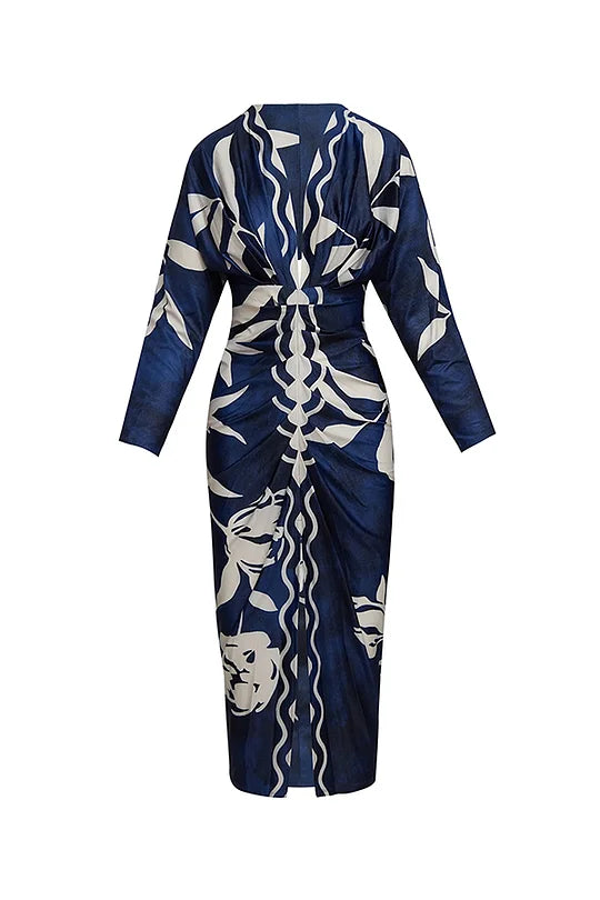 EUGENIA - VESTIDO CON ESTAMPADO INSPIRADO EN BRASIL, FRUNCIDO Y CON ABERTURA