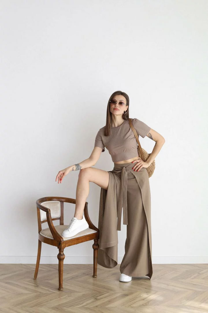 ROXY - PANTALONES DE LINO DE PIERNA ANCHA