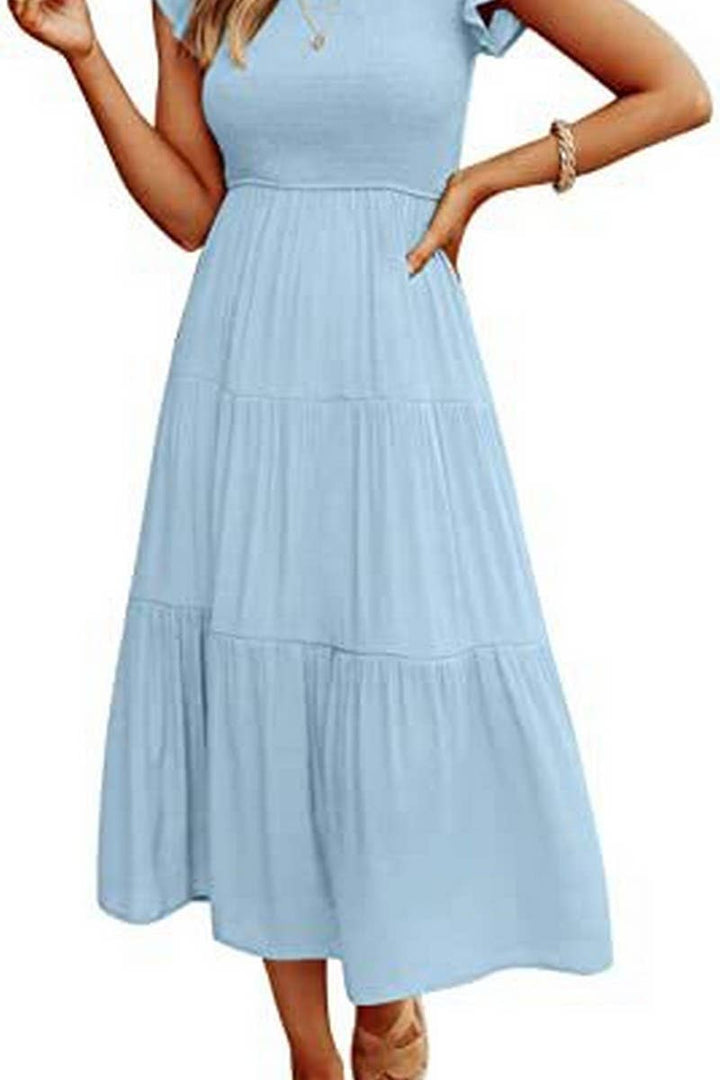 MARINEL - VESTIDO MIDI ELEGANTE FRUNCIDO