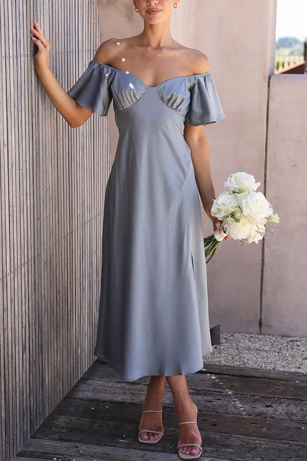 KAIA - VESTIDO SEXY DE SATÉN CON HOMBROS DESCUBIERTOS