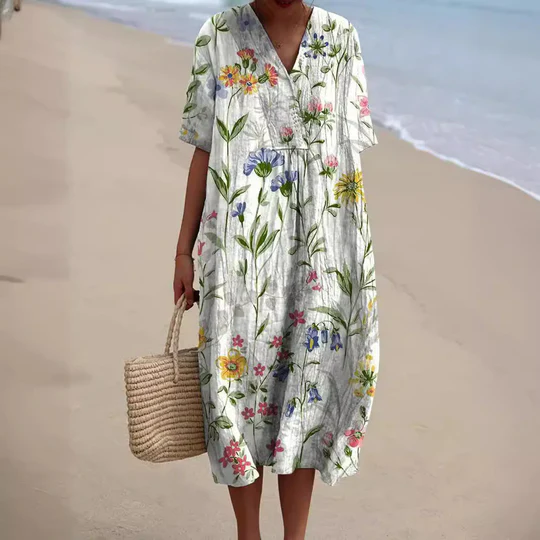 GABRIELA - VESTIDO CASUAL CON TEMA DE FLORES
