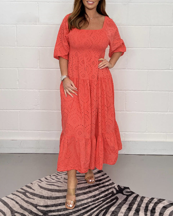 TASHA - VESTIDO SÓLIDO CON ESCOTE CUADRADO