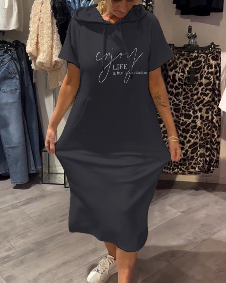 CECILLE - VESTIDO RELAJADO CON CAPUCHA PARA DESCANSAR