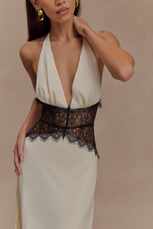 KEILANI - ELEGANTE VESTIDO LARGO HALTER SIN ESPALDA