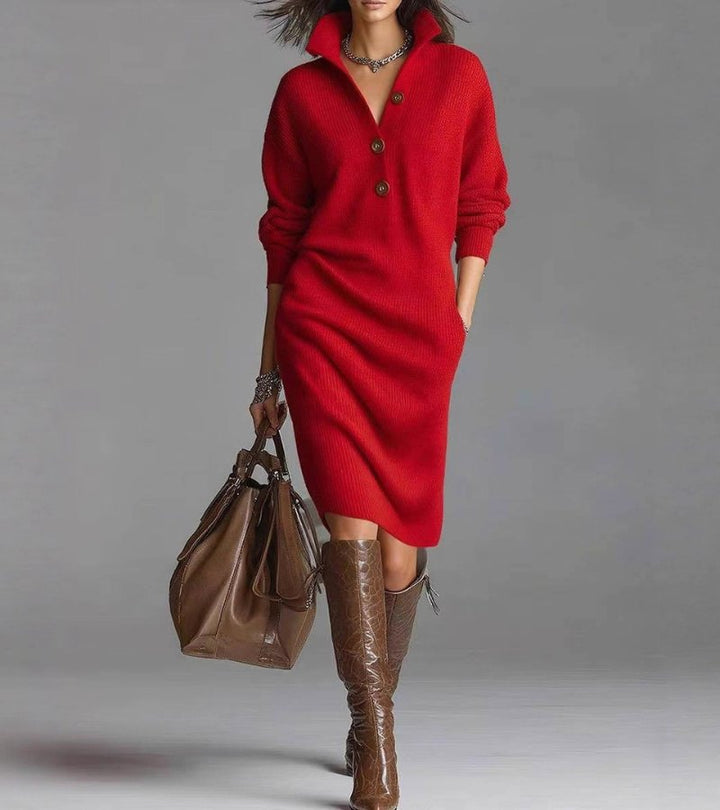 BELLE – VESTIDO DE PUNTO SUAVE CON BOTONES