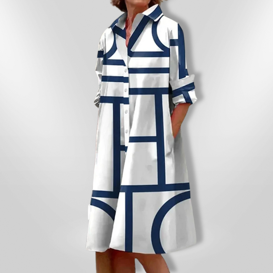 LENSEY - VESTIDO MIDI COTIDIANO CON BOLSILLOS