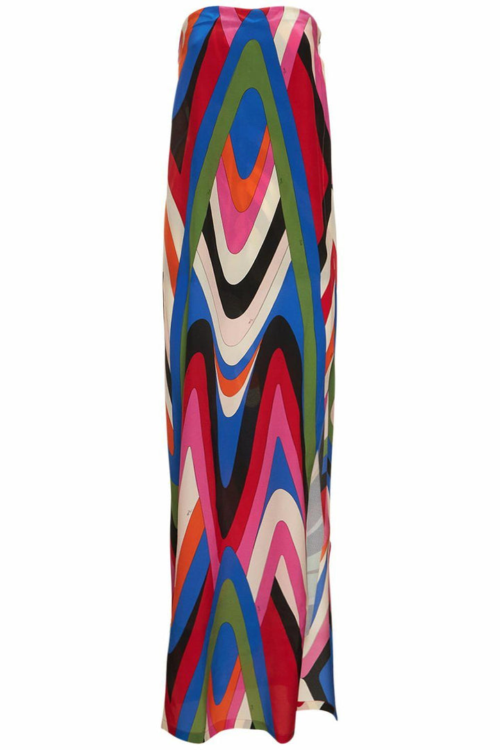 MARLEIGH - VESTIDO MAXI SIN TIRANTES CON ESTAMPADO Y ABERTURA