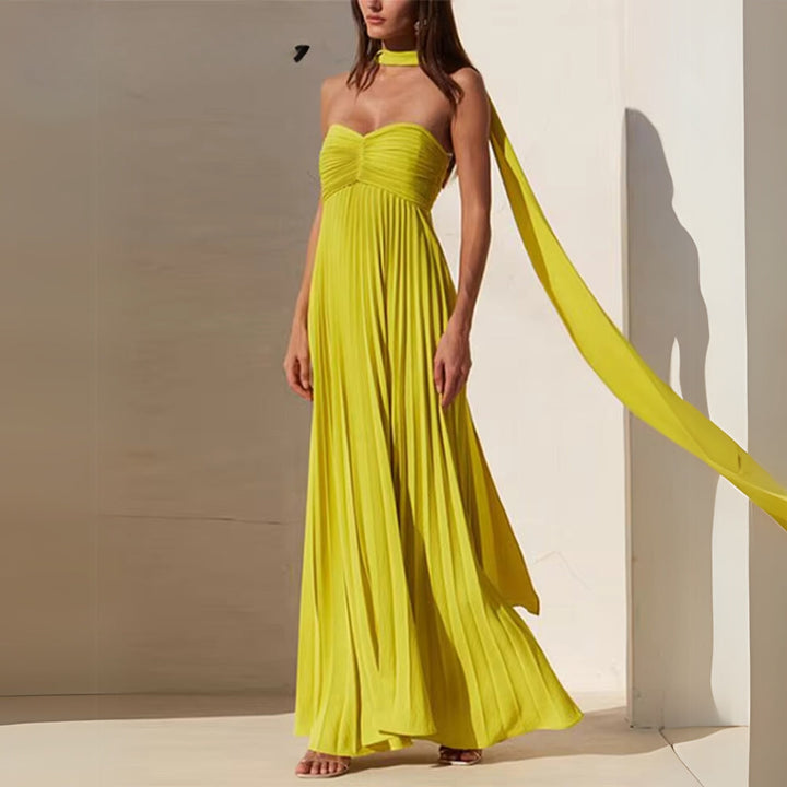 MOIRA - VESTIDO MAXI FORMAL PLISADO