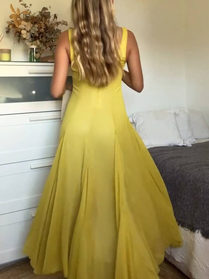 STORI - VESTIDO MAXI DE TIRANTES CON ESCOTE CUADRADO PARA EVENTOS