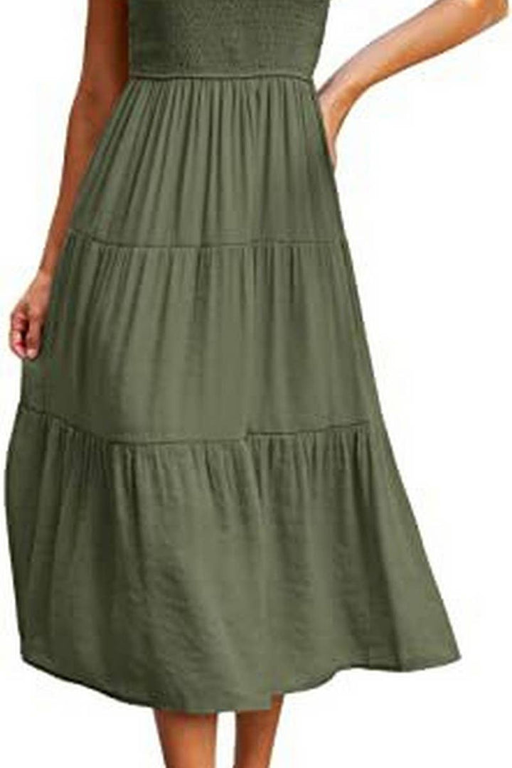 MARINEL - VESTIDO MIDI ELEGANTE FRUNCIDO