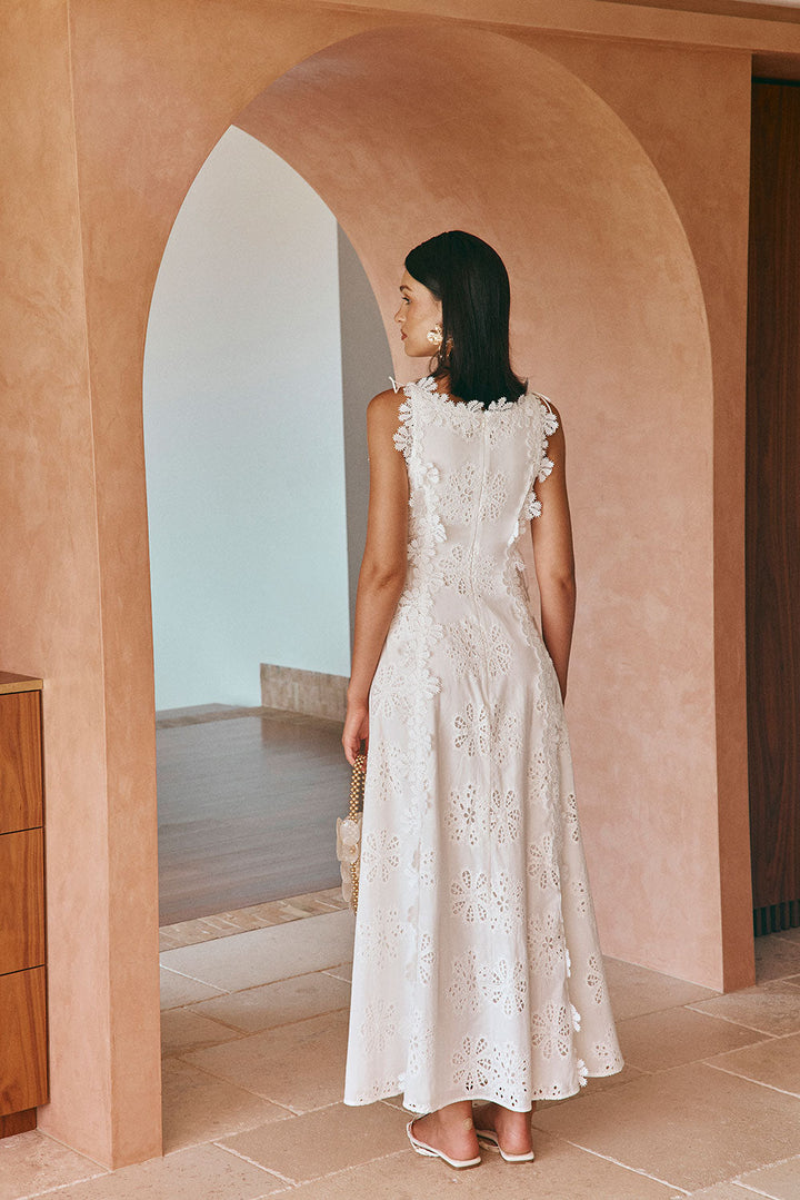 FIORELLA - VESTIDO MAXI LIANA CON BORDADO ELEGANTE