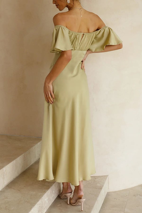 KAIA - VESTIDO SEXY DE SATÉN CON HOMBROS DESCUBIERTOS