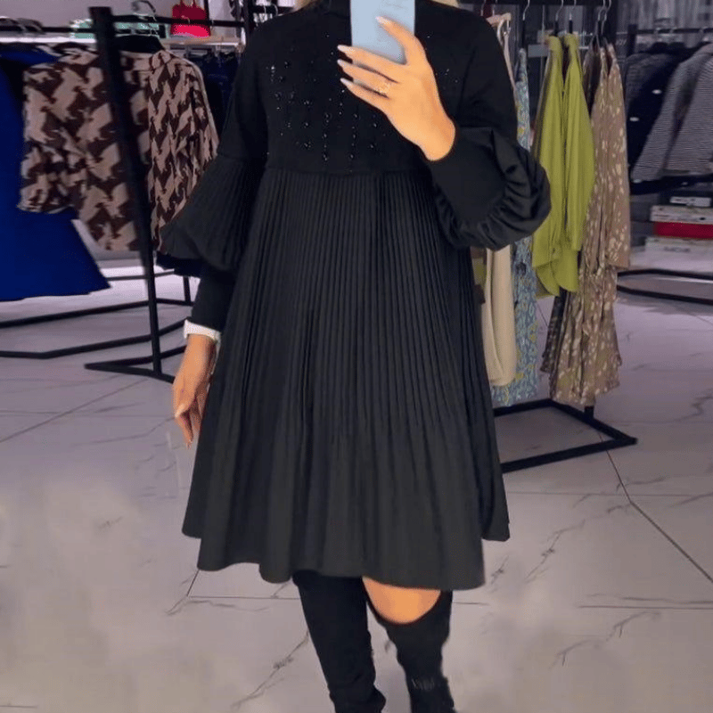 JODIEROSE - VESTIDO TALLA GRANDE CON MANGAS ABULLONADAS