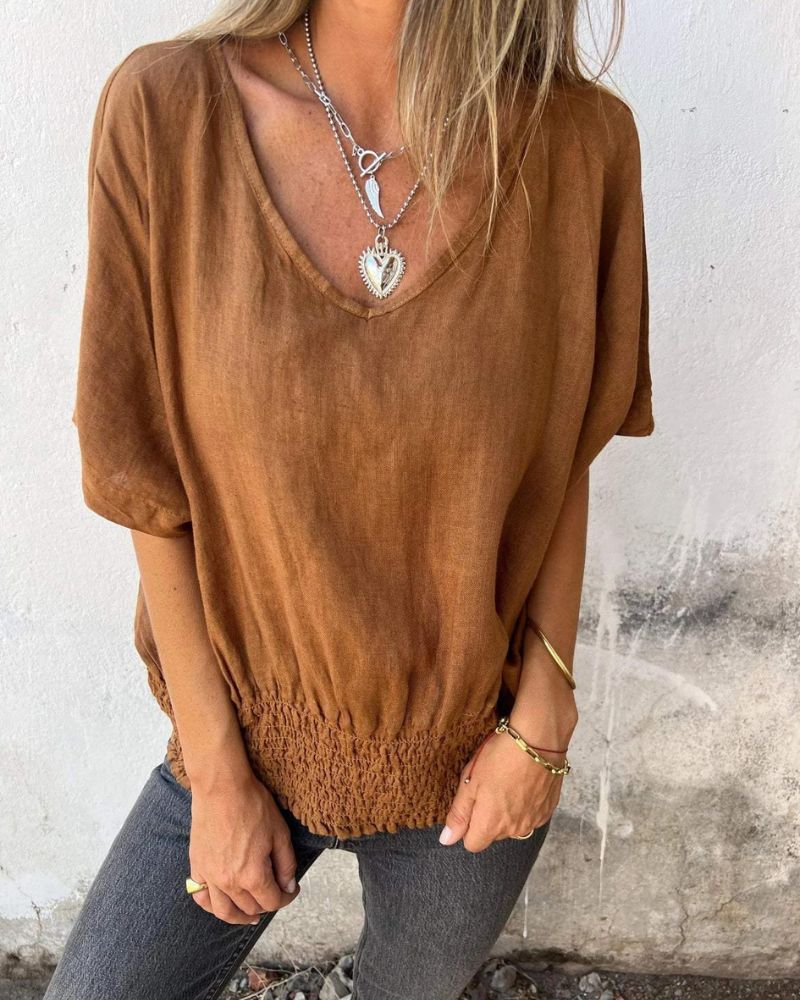 MELINA - CAMISETA CUELLO EN V AJUSTADO