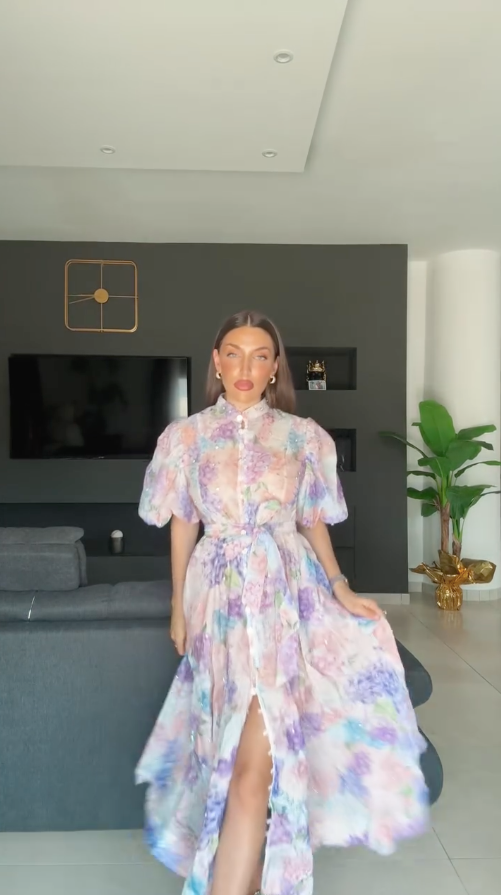 WINONA - VESTIDO MAXI BOHO CON CINTURÓN Y MANGAS