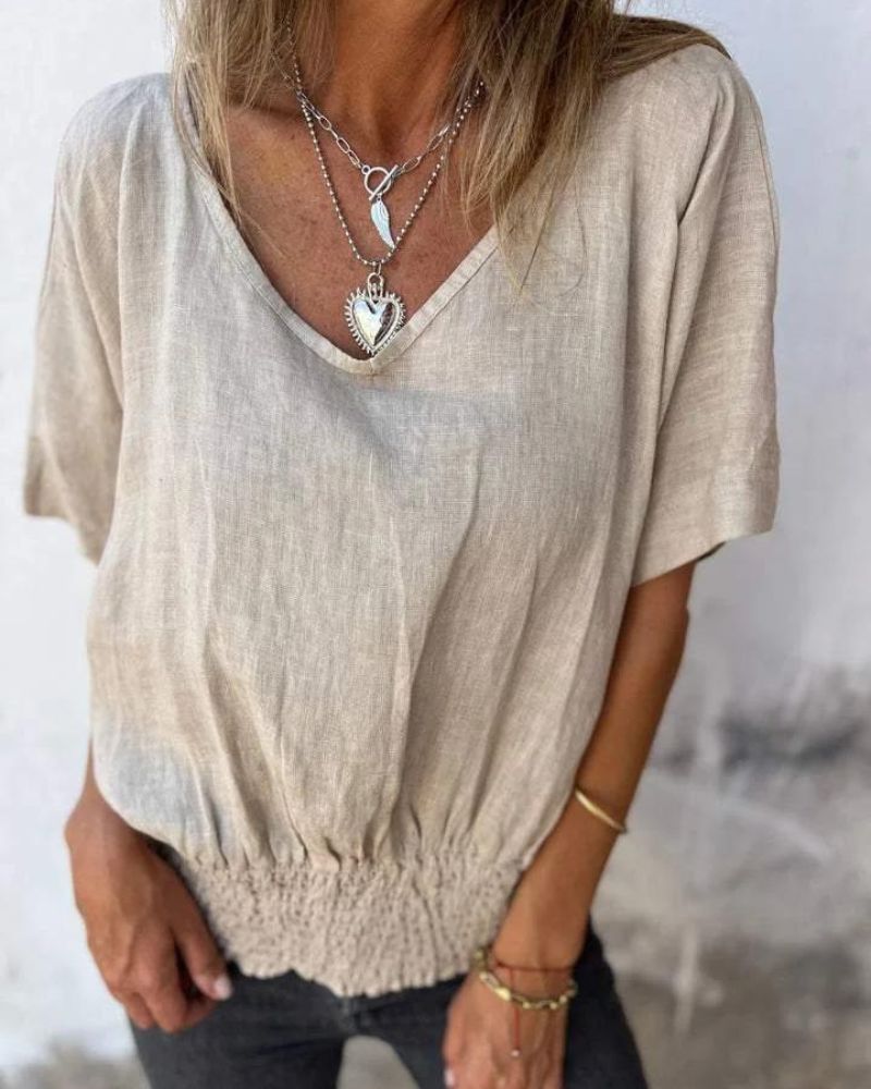 MELINA - CAMISETA CUELLO EN V AJUSTADO