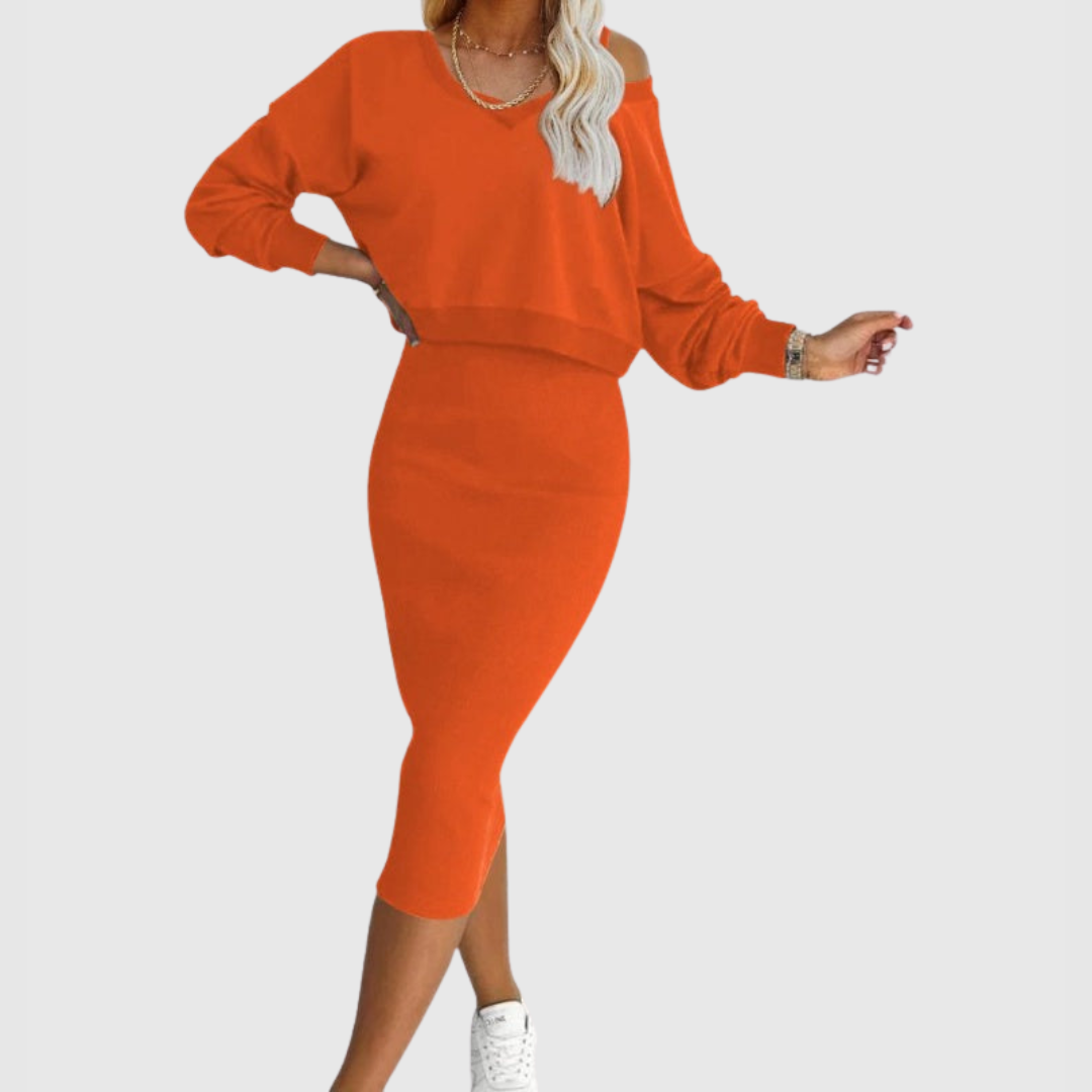 Farah - Conjunto de dos piezas con top y falda para comodidad elegante