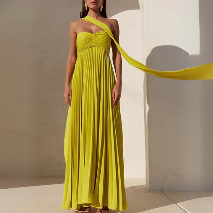 MOIRA - VESTIDO MAXI FORMAL PLISADO