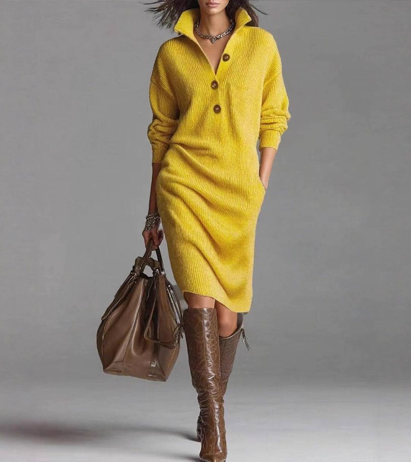 BELLE – VESTIDO DE PUNTO SUAVE CON BOTONES