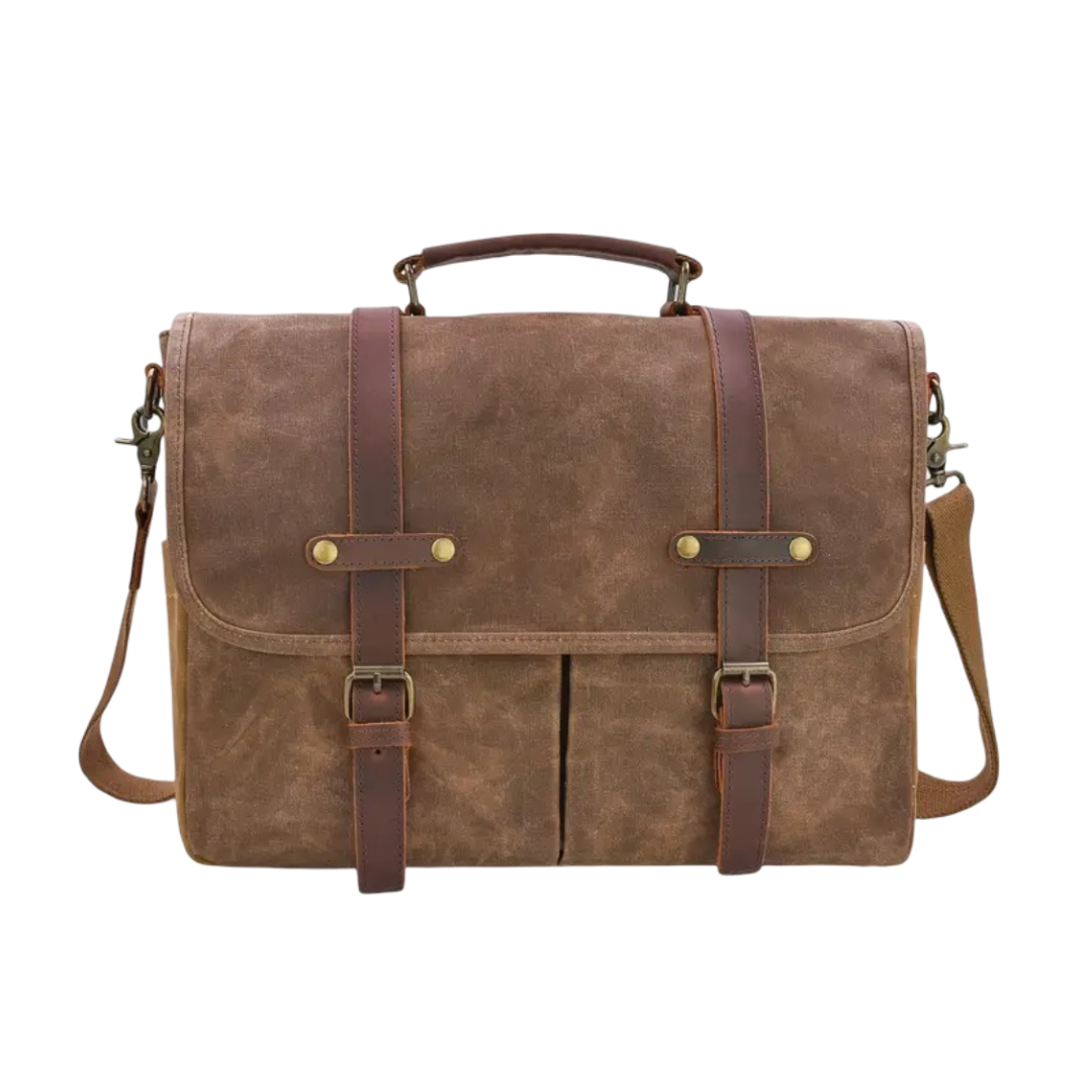 Noah | Bolsa Mensajera Vintage de Lona con Correas de Cuero