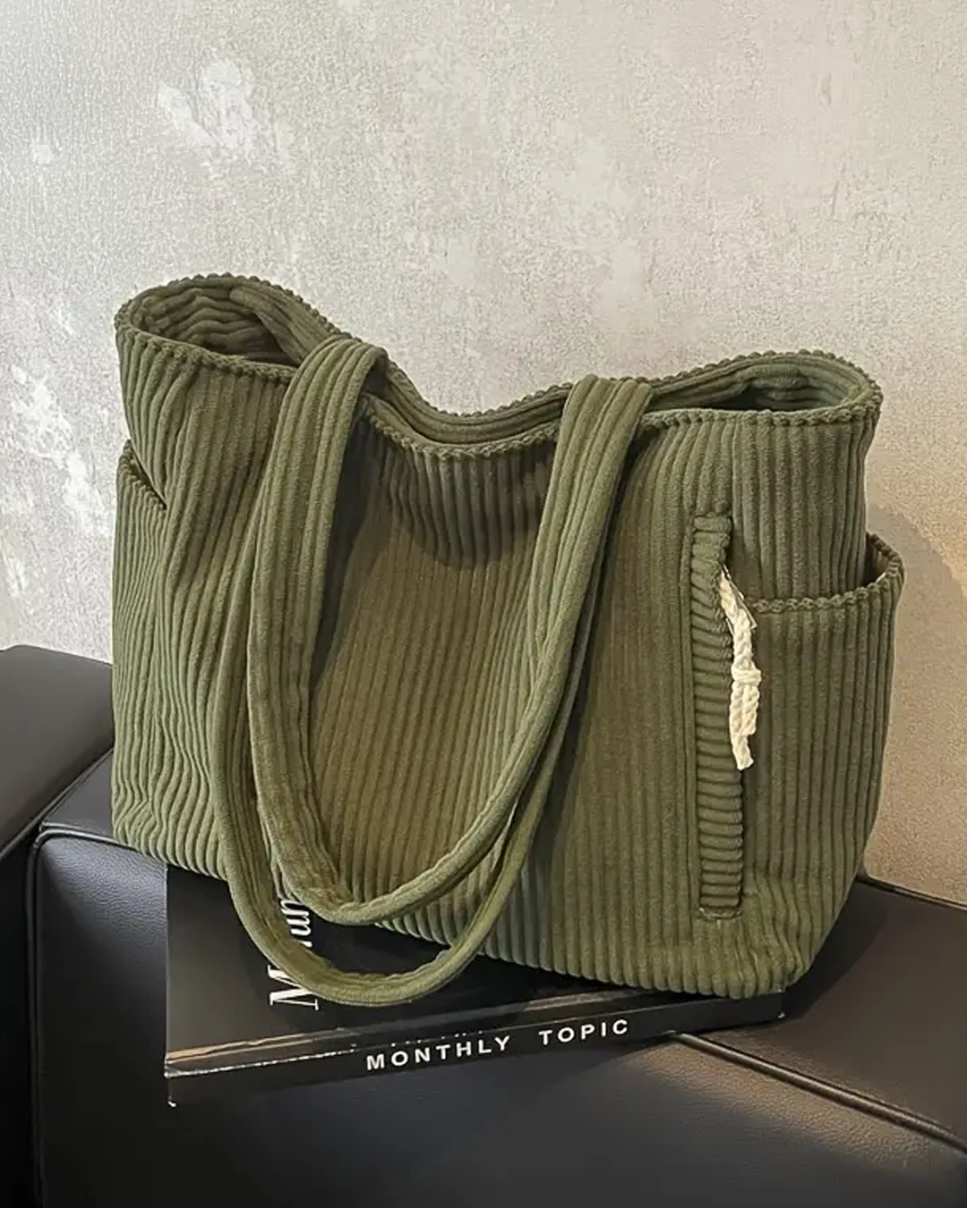 RAMONA – BOLSA TOTE ACANALADA CON DETALLE DE CORDÓN
