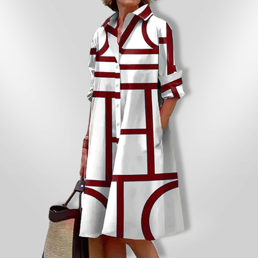 LENSEY - VESTIDO MIDI COTIDIANO CON BOLSILLOS