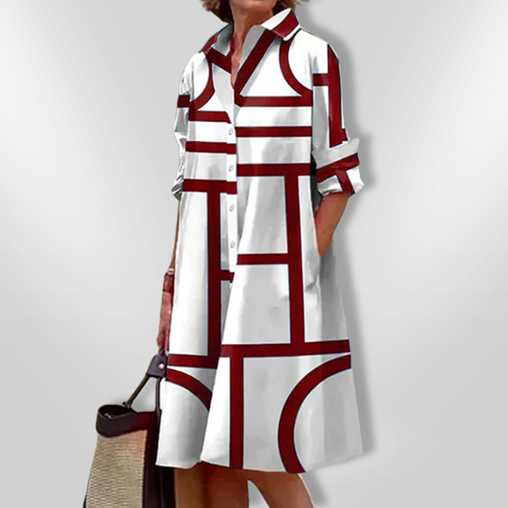 LENSEY - VESTIDO MIDI COTIDIANO CON BOLSILLOS