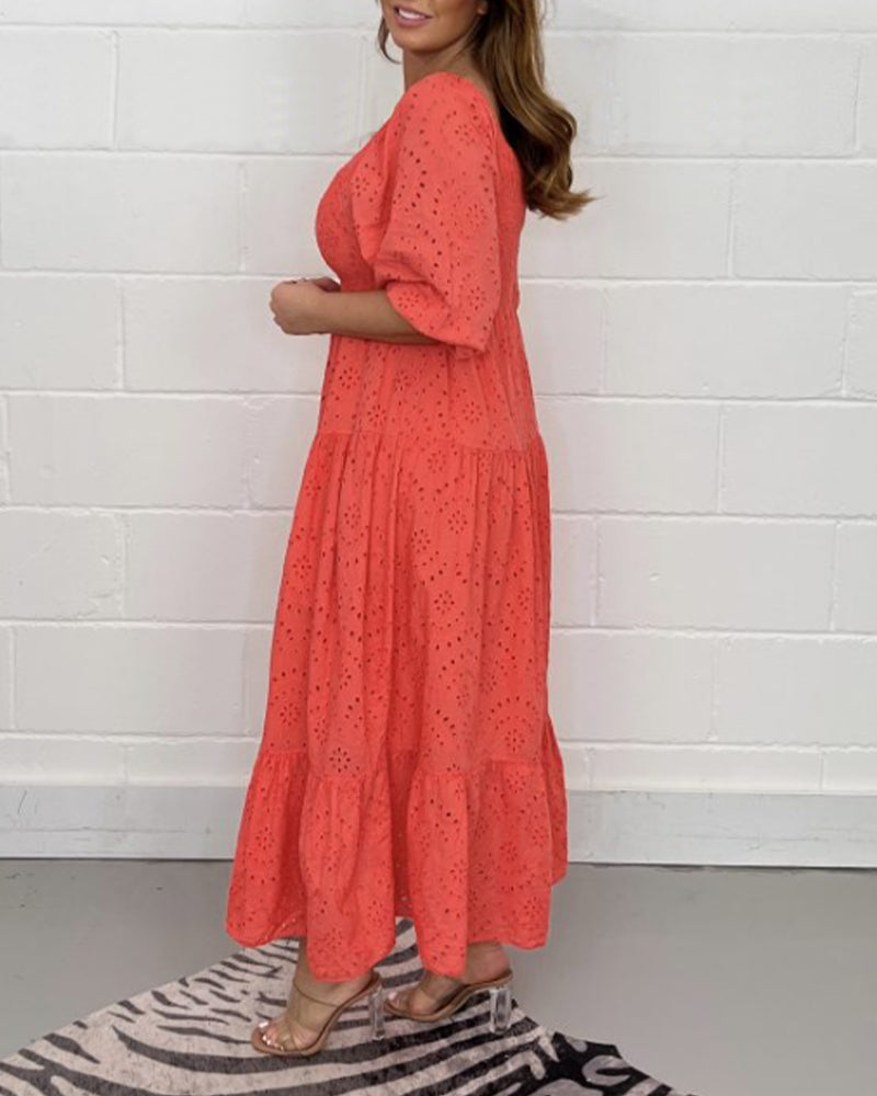 TASHA - VESTIDO SÓLIDO CON ESCOTE CUADRADO