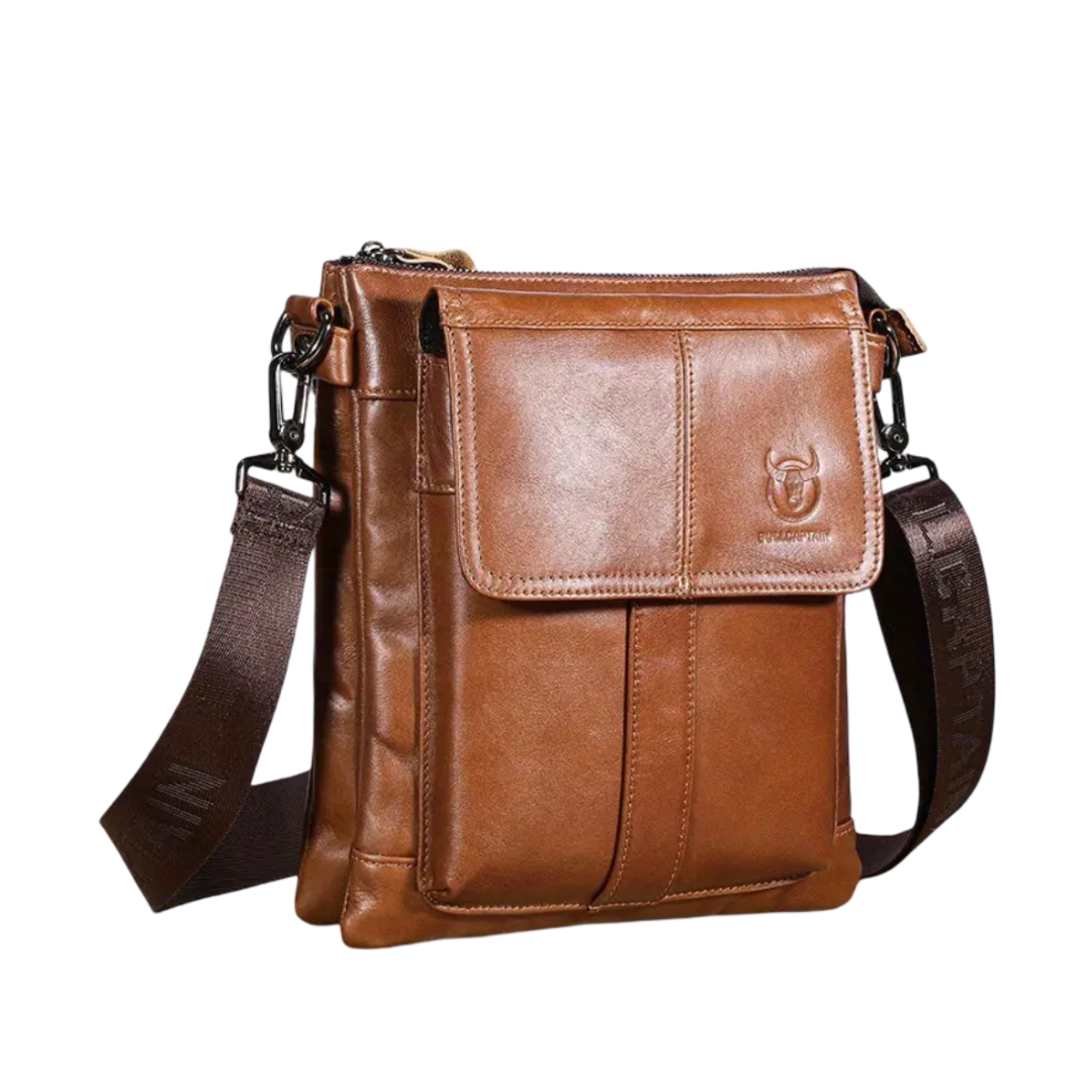 Colton | Bolso Cruzado Delgado de Cuero con Diseño de Bolsillo con Solapa