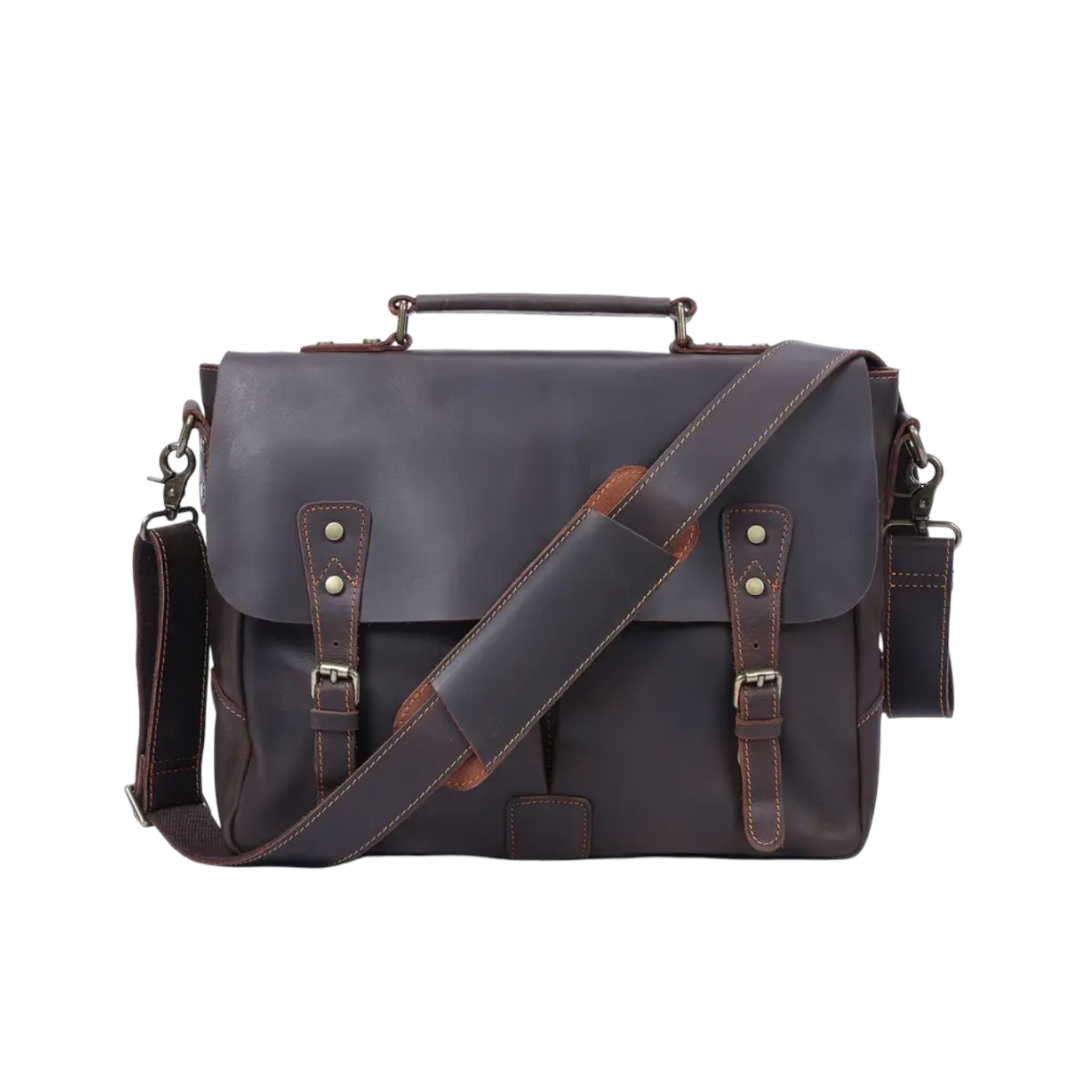 Beau | Mensajero de Cuero Vintage con Solapa de Hebilla Clásica