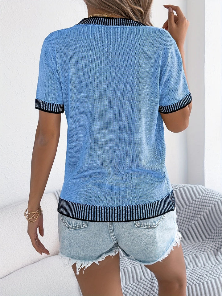 CAROLINA - BLUSA CLÁSICA DE PUNTO A RAYAS CON CUELLO REDONDO