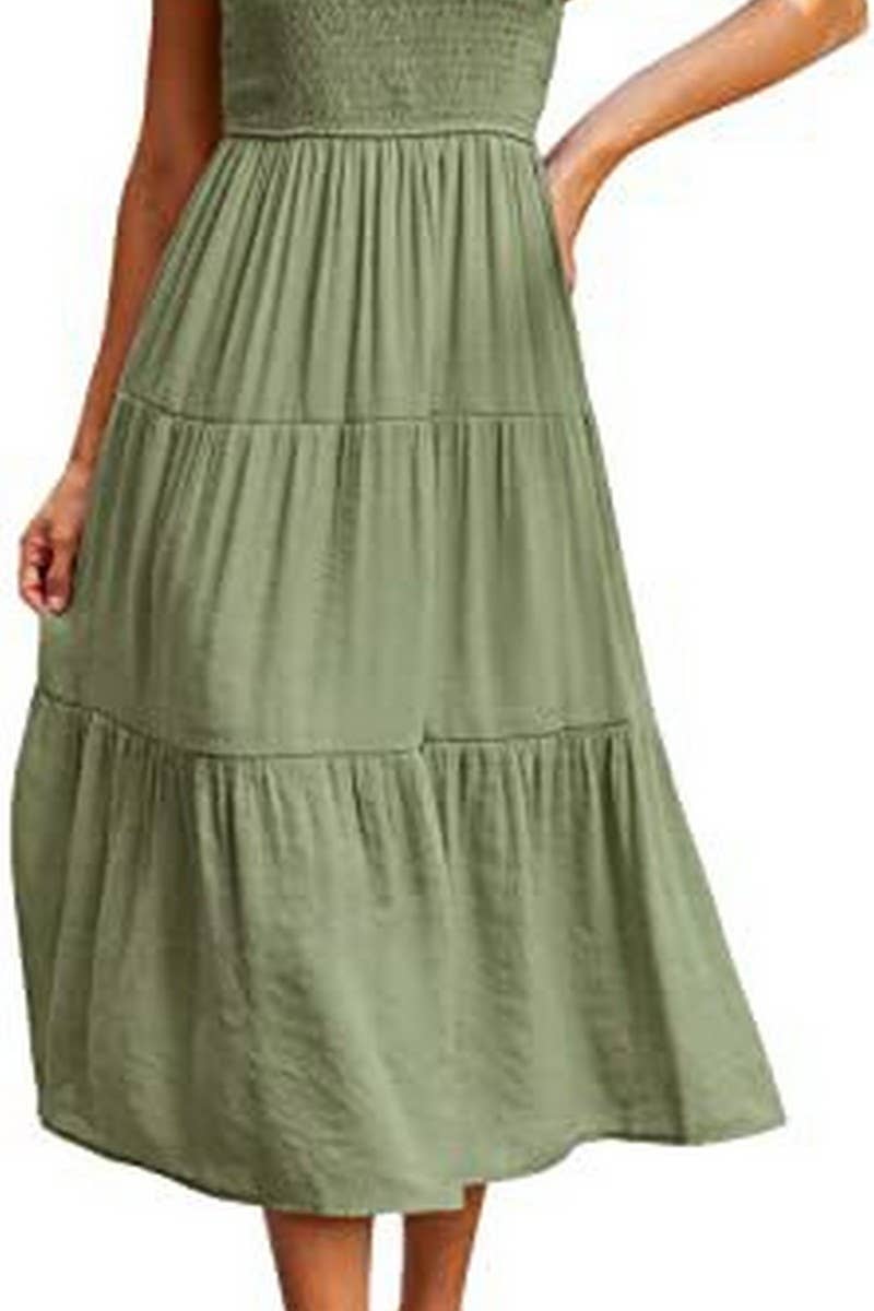MARINEL - VESTIDO MIDI ELEGANTE FRUNCIDO