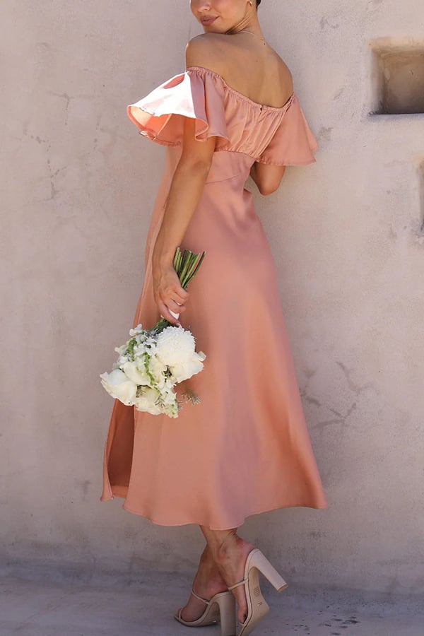 KAIA - VESTIDO SEXY DE SATÉN CON HOMBROS DESCUBIERTOS