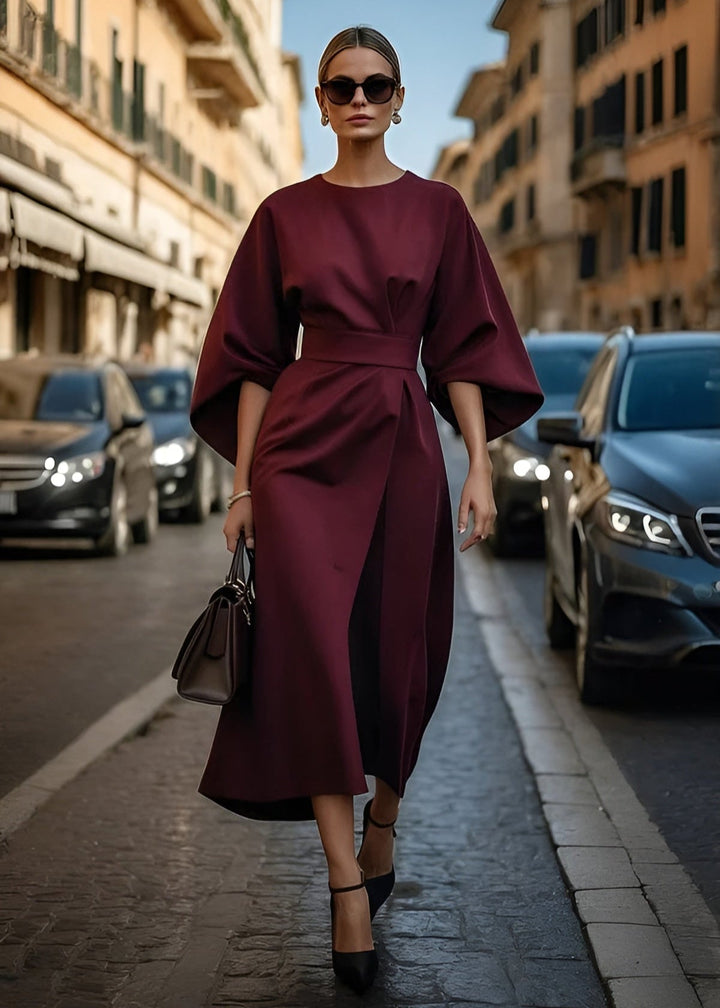 RHONDA - VESTIDO FORMAL DE LUJO CON MANGAS