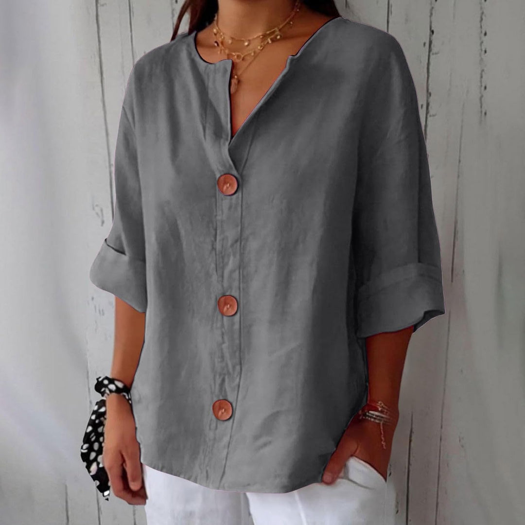 CAMERON - BLUSA CLÁSICA LIGERA DE LINO
