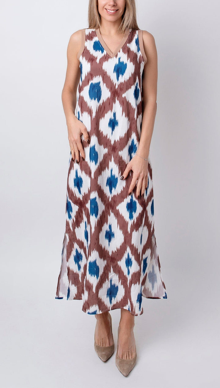 BEXLEY - VESTIDO CON TIRANTES Y ESCOTE EN V DE PATCHWORK GEOMÉTRICO