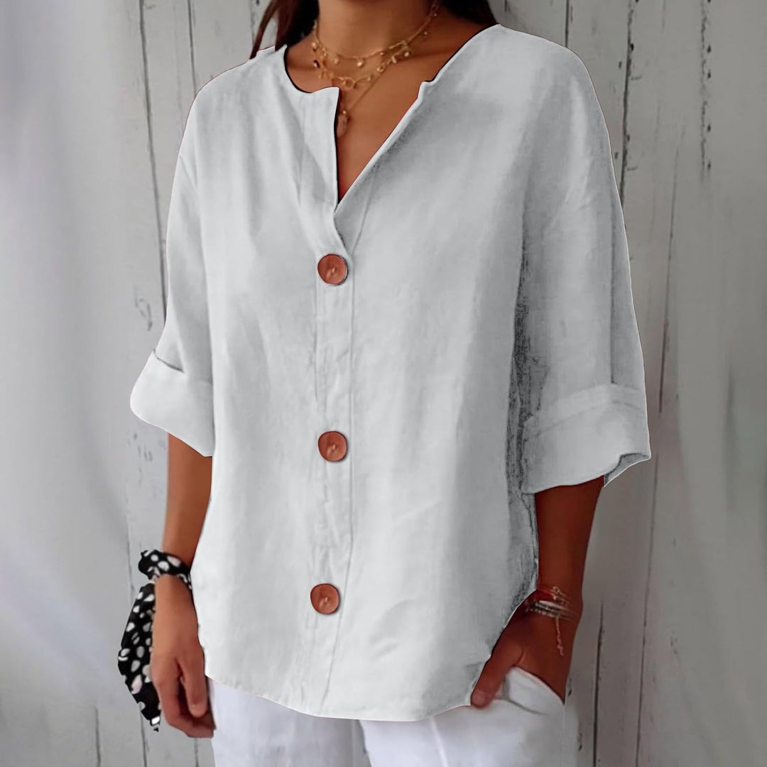 CAMERON - BLUSA CLÁSICA LIGERA DE LINO