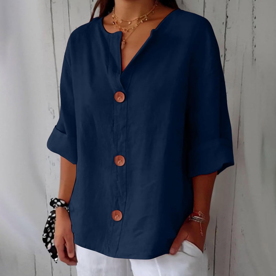 CAMERON - BLUSA CLÁSICA LIGERA DE LINO